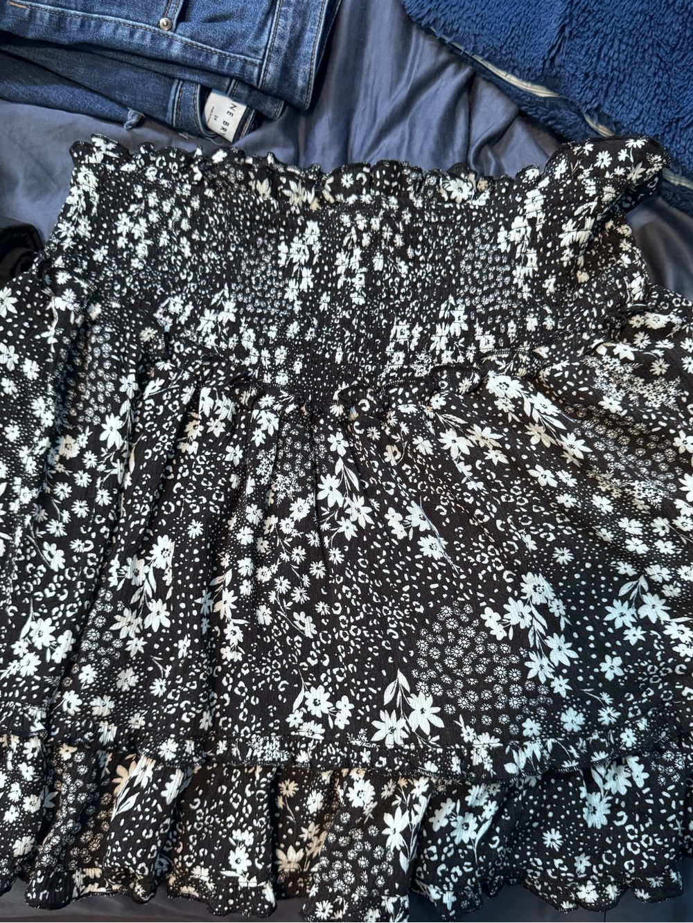 torrid Black and White Floral Smocked Skater Skirt